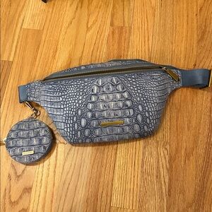 RARE NEW Brahmin Harker Belt Bag Fanny Pack Handbag in denim blue coin purse